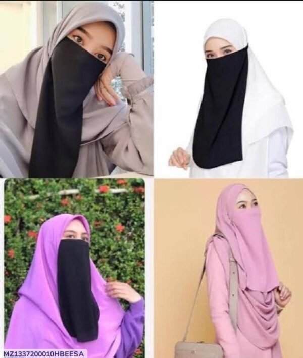 Black Chiffon Niqab Set of 5 Pieces
